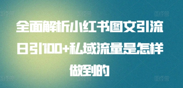 全面解析小红书图文引流日引100私域流量是怎样做到的-梦帆创业网