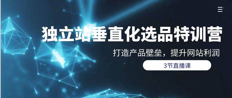 独立站-垂直化选品训练营，打造产品壁垒，提升网站利润（3节直播课）-梦帆创业网