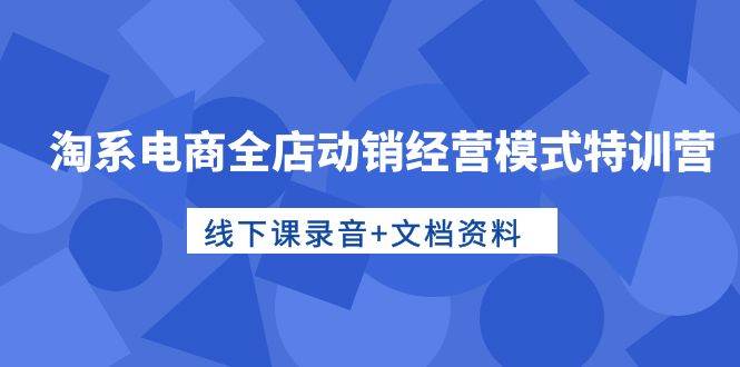 淘系电商全店动销经营模式特训营，线下课录音+文档资料-梦帆创业网