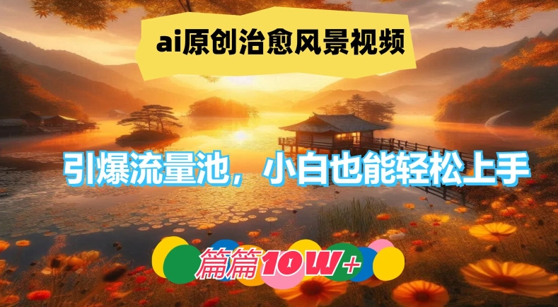 ai原创治愈风景视频，引爆流量池，小白也能轻松上手，篇篇10w+【揭秘】-梦帆创业网
