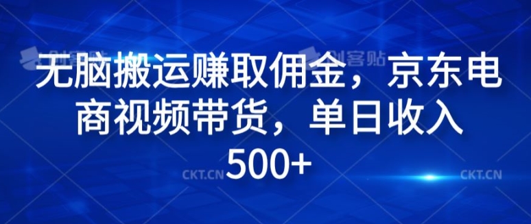 无脑搬运赚取佣金，京东电商视频带货，单日收入几张-梦帆创业网