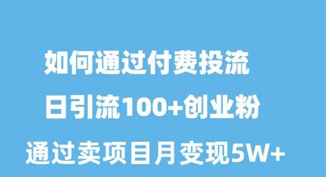 如何通过付费投流日引流100+创业粉月变现5W+-梦帆创业网