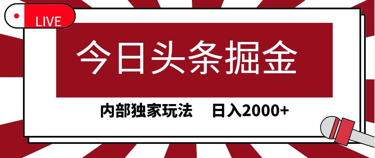 今日头条掘金，30秒一篇文章，内部独家玩法，日入2000+-梦帆创业网