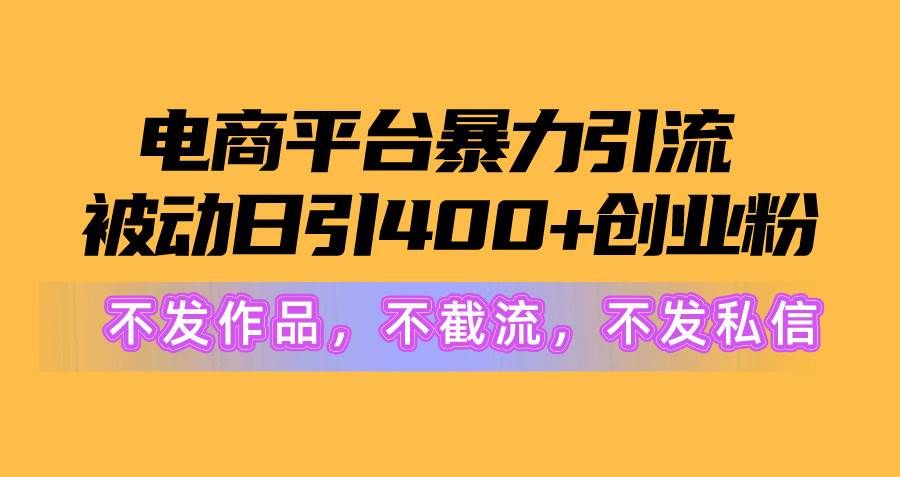 电商平台暴力引流,被动日引400+创业粉不发作品，不截流，不发私信-梦帆创业网