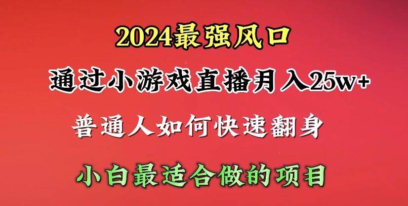 2024年最强风口，通过小游戏直播月入25w+单日收益5000+小白最适合做的项目-梦帆创业网