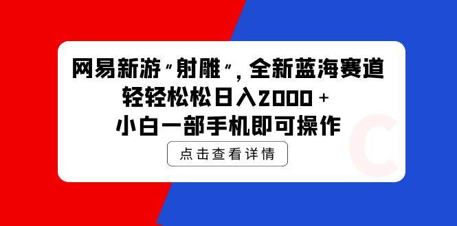 网易新游 射雕 全新蓝海赛道，轻松日入2000＋小白一部手机即可操作-梦帆创业网