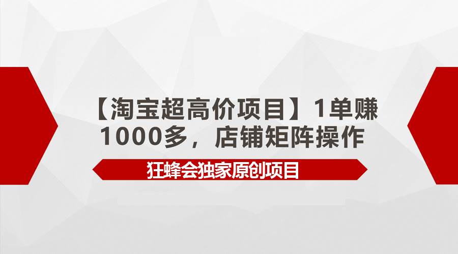 【淘宝超高价项目】1单赚1000多，店铺矩阵操作-梦帆创业网