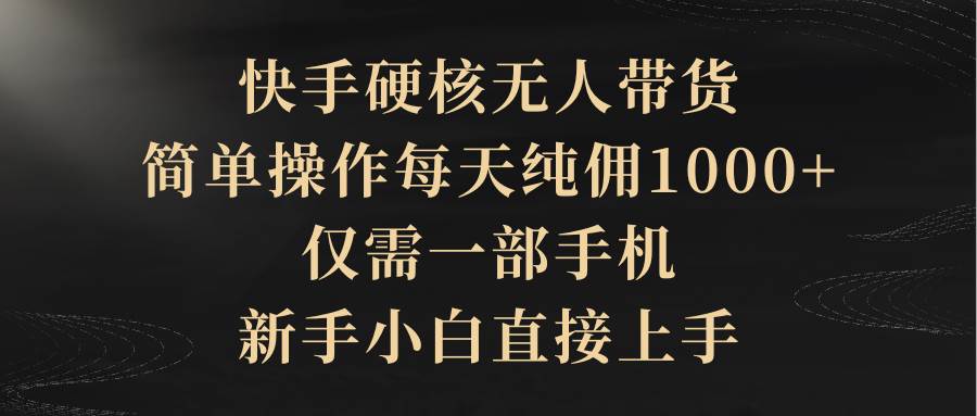 快手硬核无人带货，简单操作每天纯佣1000+,仅需一部手机，新手小白直接上手-梦帆创业网