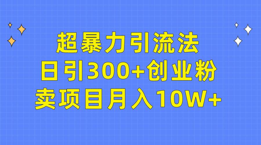 超暴力引流法，日引300+创业粉，卖项目月入10W+-梦帆创业网