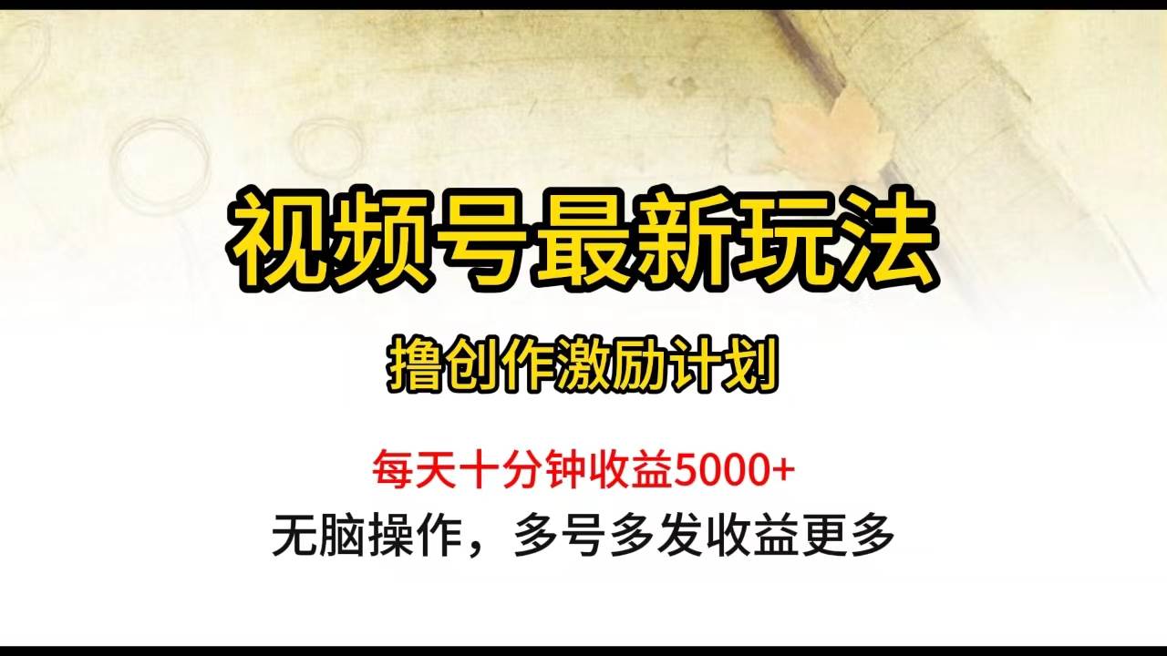视频号最新玩法，每日一小时月入5000+-梦帆创业网