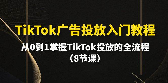 TikTok广告投放入门教程，从0到1掌握TikTok投放的全流程（8节课）-梦帆创业网