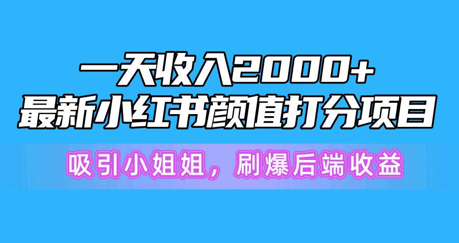 一天收入2000+，最新小红书颜值打分项目，吸引小姐姐，刷爆后端收益-梦帆创业网