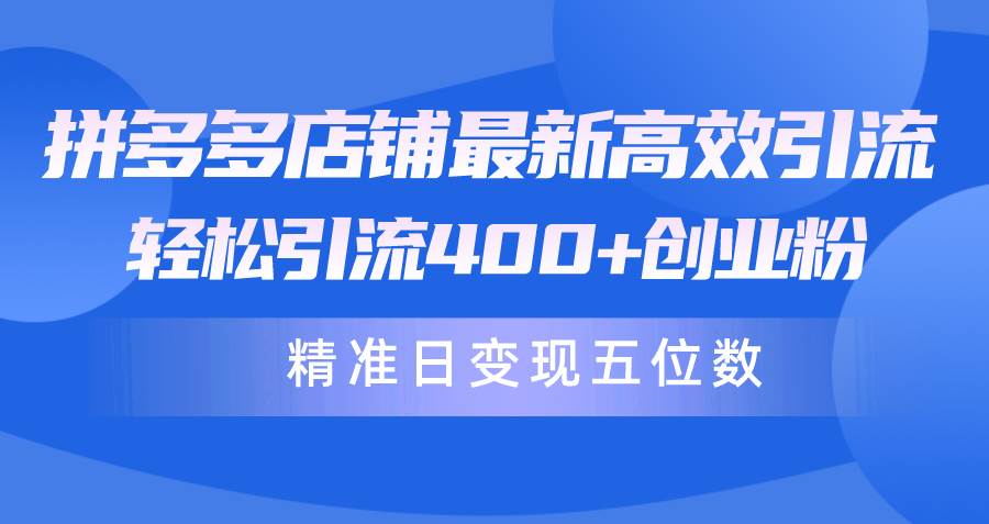 拼多多店铺最新高效引流术，轻松引流400+创业粉，精准日变现五位数！-梦帆创业网