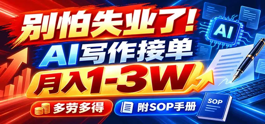 别怕失业了！AI写作接单月入1-3W，多劳多得，附SOP手册-梦帆创业网