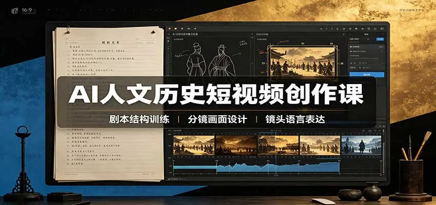 AI人文历史短视频创作课：赛道对标、剧本分镜制图，掌握视频完整产出流程-梦帆创业网