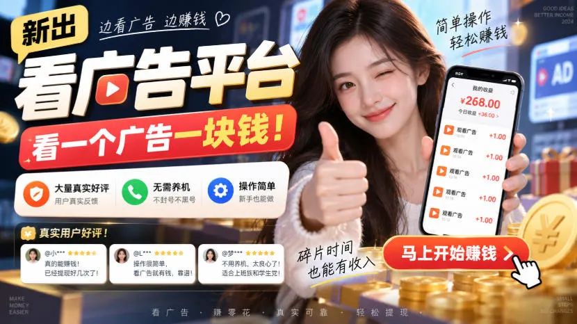 新出看广告平台，看一个广告一块钱，大量真实好评！无需养机、不会黑号，操作简单【揭秘】-梦帆创业网