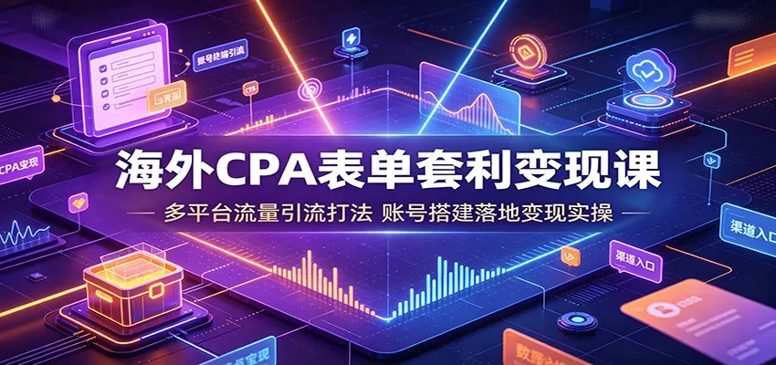 海外CPA表单套利变现课：多平台流量引流打法，账号搭建落地变现实操-梦帆创业网