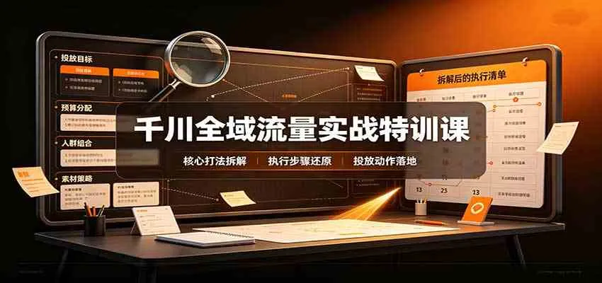 千川全域流量实战特训课：拆解全域投放实操核心打法-梦帆创业网