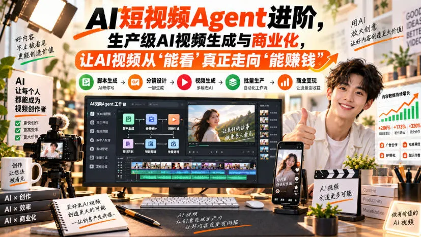 AI短视频Agent进阶，生产级AI视频生成与商业化，让AI视频从”能看”真正走向”能賺钱”-梦帆创业网