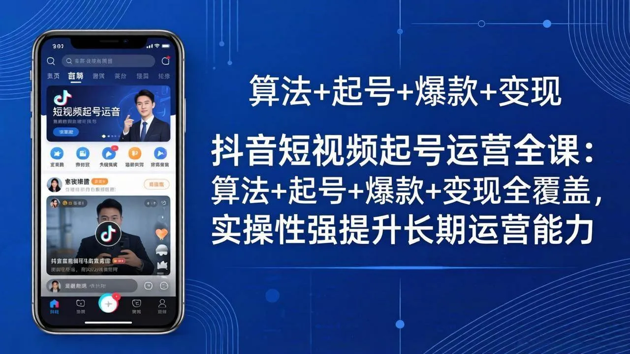 （18071期）抖音短视频起号运营全课：算法+起号+爆款+变现全覆盖，实操性强提升长期运营能力-梦帆创业网