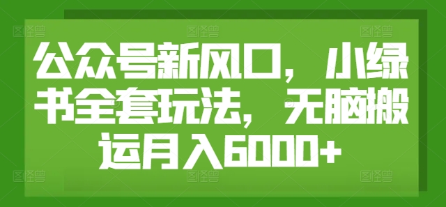 公众号新风口，小绿书全套玩法，无脑搬运月入6000+-梦帆创业网