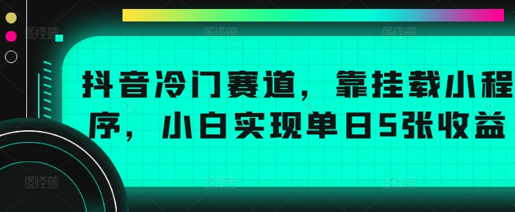 抖音冷门赛道，靠挂载小程序，小白实现单日5张收益-梦帆创业网