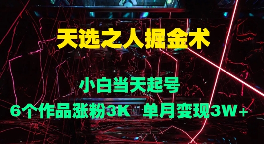 天选之人掘金术，小白当天起号，6个作品涨粉3000+，单月变现3w+-梦帆创业网