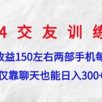 2024交友训练营，单机日收益150左右，两部手机，仅靠聊天也能日入3张-梦帆创业网
