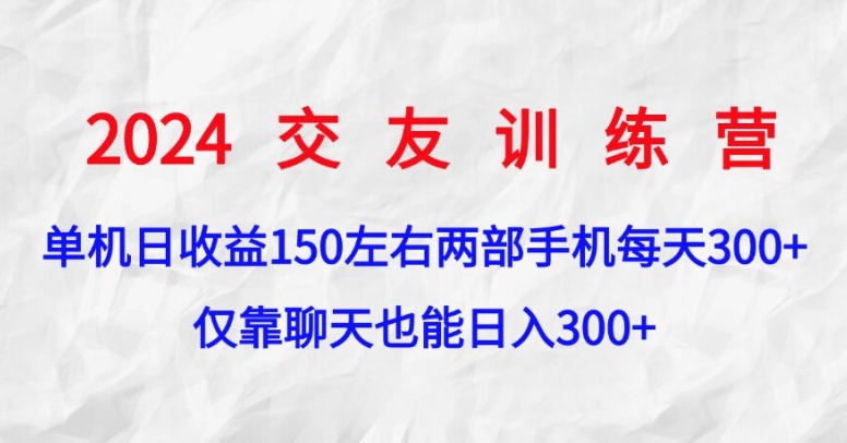 2024交友训练营，单机日收益150左右，两部手机，仅靠聊天也能日入3张-梦帆创业网