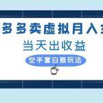 拼多多虚拟项目，单人月入3W+，实操落地项目-梦帆创业网