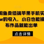 我靠闲鱼卖低端苹果手机实现了月入3w的收入，小白也能操作 发布作品就能出单-梦帆创业网