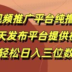 短视频推广平台纯撸项目，每天发布平台提供视频，轻松日入三位数-梦帆创业网