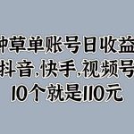 AI种草单账号日收益11元(抖音，快手，视频号)，10个就是110元-梦帆创业网