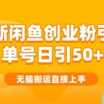 2024闲鱼最新引流玩法搬运模式，无脑操作，单号日引50+创业粉，可矩阵-梦帆创业网