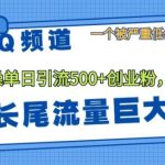 QQ频道靠长尾流量每日引流创业粉500+，实操月变现5K+-梦帆创业网
