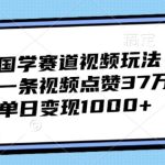 国学赛道视频玩法，一条视频点赞37万，单日变现几张-梦帆创业网