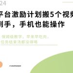 新平台激励计划搬5个视频250块到手，手机也能操作，保姆级教学-梦帆创业网