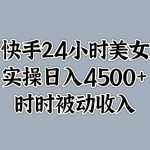 利用快手24小时美女直播，时时被动收入，内部资质操作-梦帆创业网