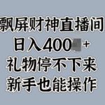 飘屏财神直播间，礼物停不下来，新手也能操作-梦帆创业网