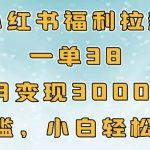小红书福利拉新，一单38，一月3000+轻轻松松，0门槛小白轻松操作-梦帆创业网