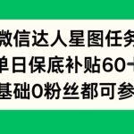 微信达人星图任务，单日保底补贴60+，0基础0粉丝都可参与-梦帆创业网