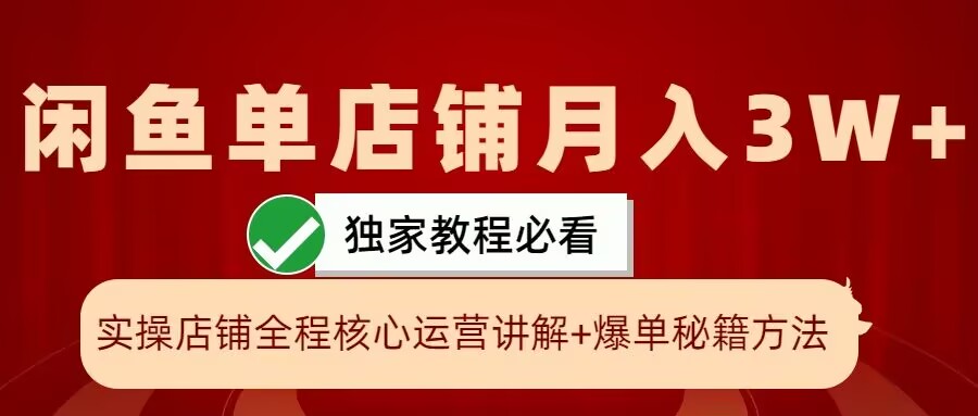 闲鱼单店铺月入3W+实操展示，爆单核心秘籍，一学就会【揭秘】-梦帆创业网