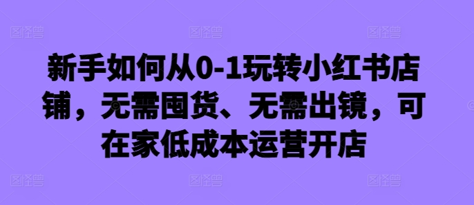 新手如何从0-1玩转小红书店铺，无需囤货、无需出镜，可在家低成本运营开店-梦帆创业网