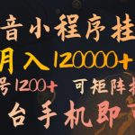 抖音小程序挂机风口项目，月入1.2w，一台手机即可操作，可矩阵操作-梦帆创业网