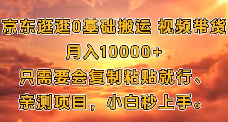 京东逛逛0基础搬运视频带货【赚佣金】月入1w-梦帆创业网