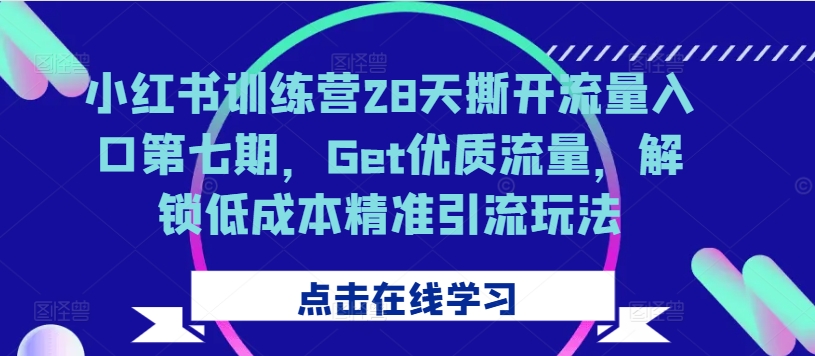 小红书训练营28天撕开流量入口第七期，Get优质流量，解锁低成本精准引流玩法-梦帆创业网