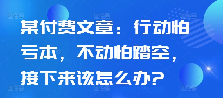 某付费文章：行动怕亏本，不动怕踏空，接下来该怎么办?-梦帆创业网