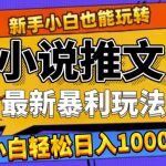 24年最新小说推文暴利玩法，0门槛0风险，轻松日入1k-梦帆创业网