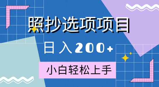 10月全新照抄选项项目，快速日入2张，操作简单易上手-梦帆创业网