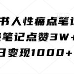 小红书人性痛点笔记，一条笔记点赞3W+，单日变现1k-梦帆创业网